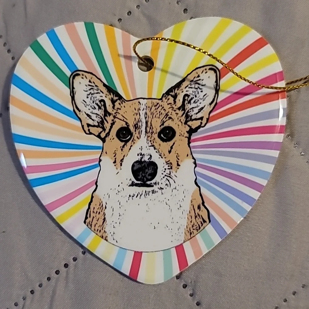 Corgi heart ornaments  picture on front and back gift corgi lover dog